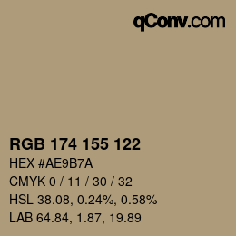 Código de color: RGB 174 155 122 | qconv.com