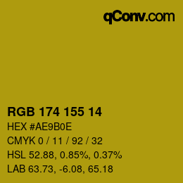 Color code: RGB 174 155 14 | qconv.com