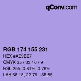 Color code: RGB 174 155 231 | qconv.com