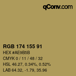 颜色代码: RGB 174 155 91 | qconv.com