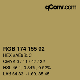Farbcode: RGB 174 155 92 | qconv.com