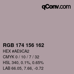 Color code: RGB 174 156 162 | qconv.com