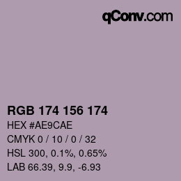 Color code: RGB 174 156 174 | qconv.com