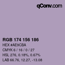 Color code: RGB 174 156 186 | qconv.com