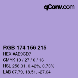 Color code: RGB 174 156 215 | qconv.com