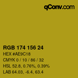 Color code: RGB 174 156 24 | qconv.com