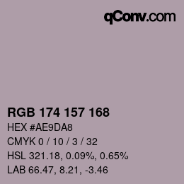 Color code: RGB 174 157 168 | qconv.com
