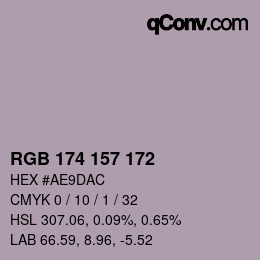 Color code: RGB 174 157 172 | qconv.com