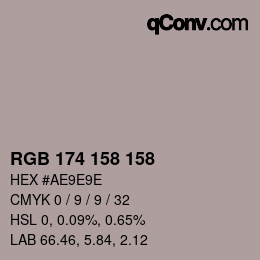 颜色代码: RGB 174 158 158 | qconv.com