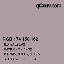 Color code: RGB 174 158 162 | qconv.com