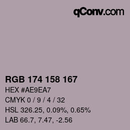 カラーコード: RGB 174 158 167 | qconv.com