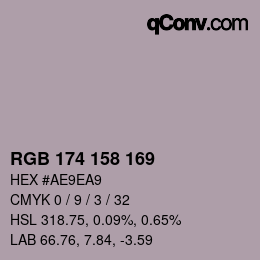 カラーコード: RGB 174 158 169 | qconv.com