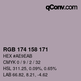 颜色代码: RGB 174 158 171 | qconv.com