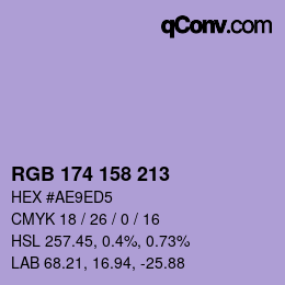 Color code: RGB 174 158 213 | qconv.com