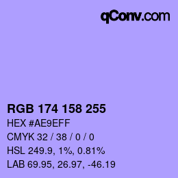 Color code: RGB 174 158 255 | qconv.com