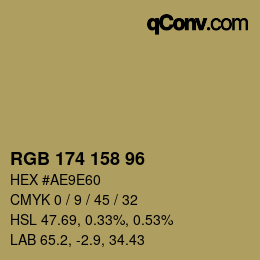 カラーコード: RGB 174 158 96 | qconv.com