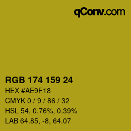 Color code: RGB 174 159 24 | qconv.com