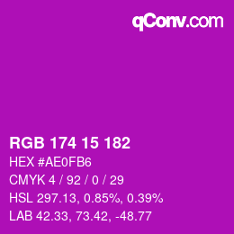 Color code: RGB 174 15 182 | qconv.com