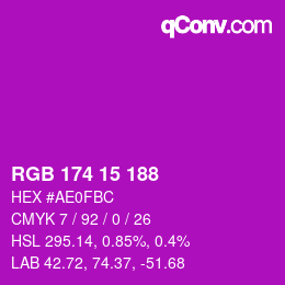 Color code: RGB 174 15 188 | qconv.com