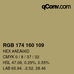 Color code: RGB 174 160 109 | qconv.com