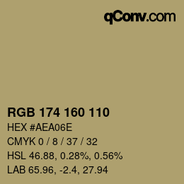 Color code: RGB 174 160 110 | qconv.com
