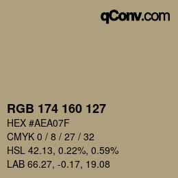 颜色代码: RGB 174 160 127 | qconv.com