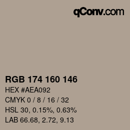 Color code: RGB 174 160 146 | qconv.com