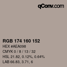 Color code: RGB 174 160 152 | qconv.com