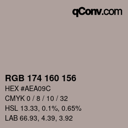 Color code: RGB 174 160 156 | qconv.com