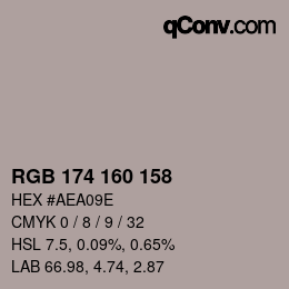 カラーコード: RGB 174 160 158 | qconv.com