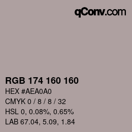 カラーコード: RGB 174 160 160 | qconv.com