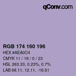 Color code: RGB 174 160 196 | qconv.com