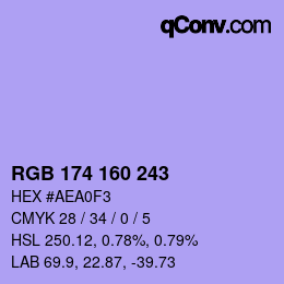 Color code: RGB 174 160 243 | qconv.com