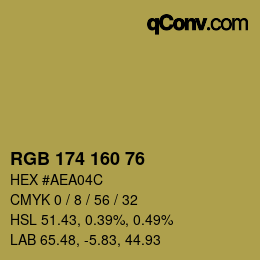 Color code: RGB 174 160 76 | qconv.com