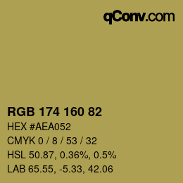 Color code: RGB 174 160 82 | qconv.com