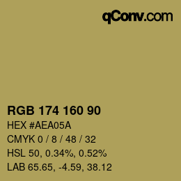 Código de color: RGB 174 160 90 | qconv.com