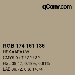 カラーコード: RGB 174 161 136 | qconv.com