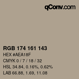 Código de color: RGB 174 161 143 | qconv.com