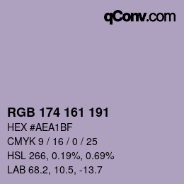 Color code: RGB 174 161 191 | qconv.com