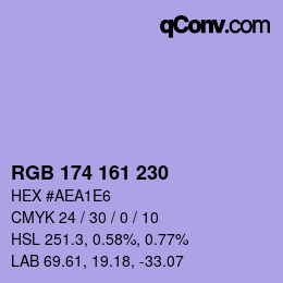Color code: RGB 174 161 230 | qconv.com