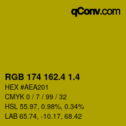 カラーコード: RGB 174 162.4 1.4 | qconv.com