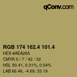 カラーコード: RGB 174 162.4 101.4 | qconv.com