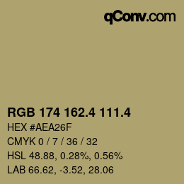 カラーコード: RGB 174 162.4 111.4 | qconv.com