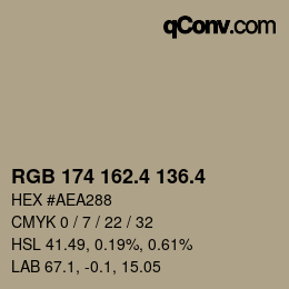 カラーコード: RGB 174 162.4 136.4 | qconv.com