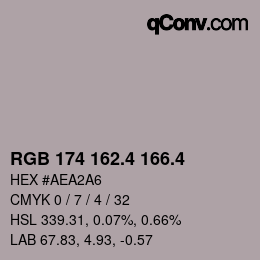 カラーコード: RGB 174 162.4 166.4 | qconv.com