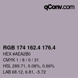 カラーコード: RGB 174 162.4 176.4 | qconv.com