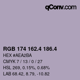 カラーコード: RGB 174 162.4 186.4 | qconv.com