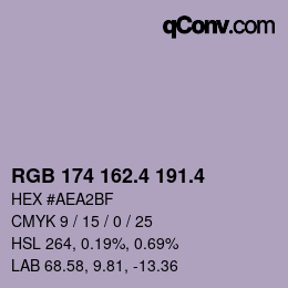 カラーコード: RGB 174 162.4 191.4 | qconv.com