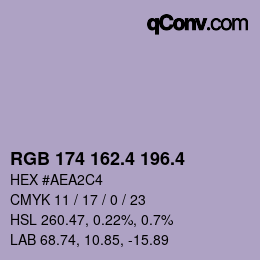 カラーコード: RGB 174 162.4 196.4 | qconv.com