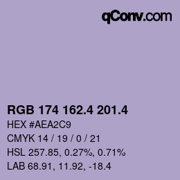カラーコード: RGB 174 162.4 201.4 | qconv.com